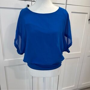 NWT Joseph A Blue Women's Blouson Sleeve Top short sleeve sz M